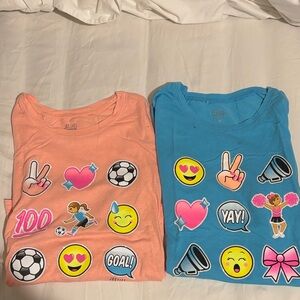 Justice Kids Pajama Tops - Pink and Blue with Emoji Designs